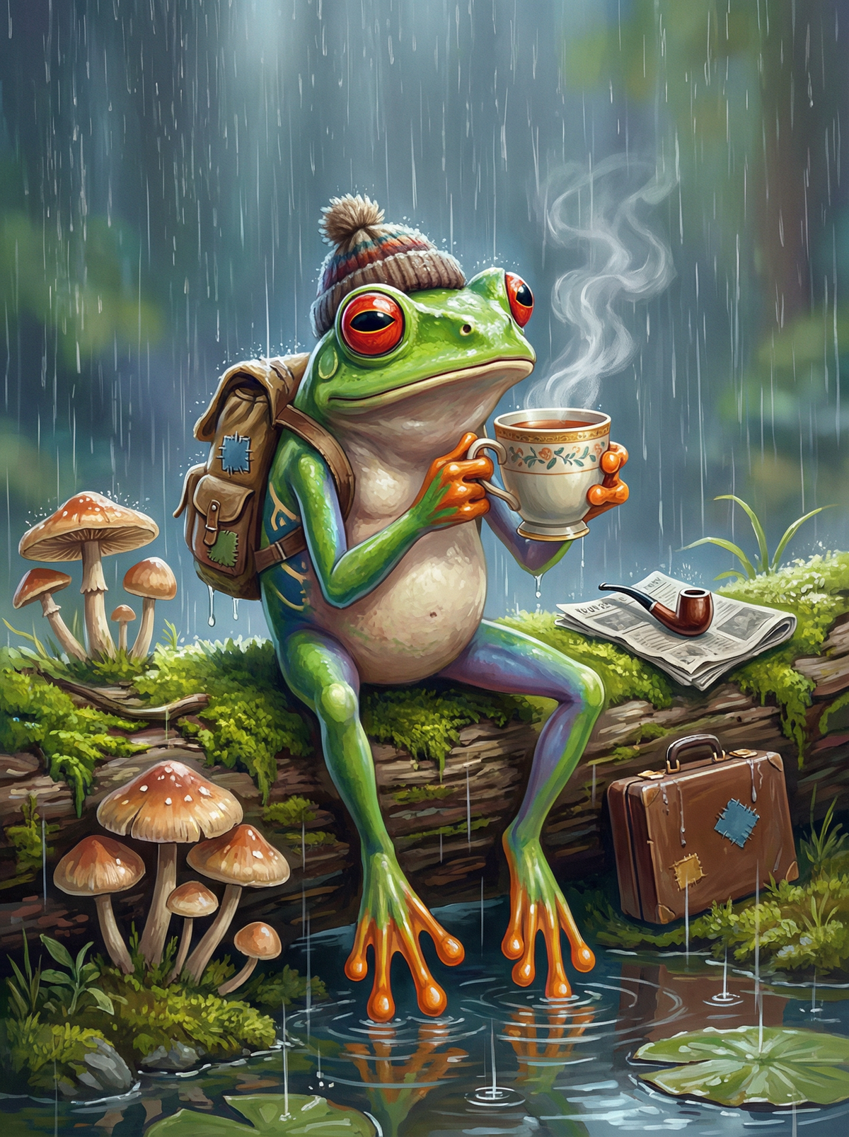 Adventurous Frog Reading (80 Colours)