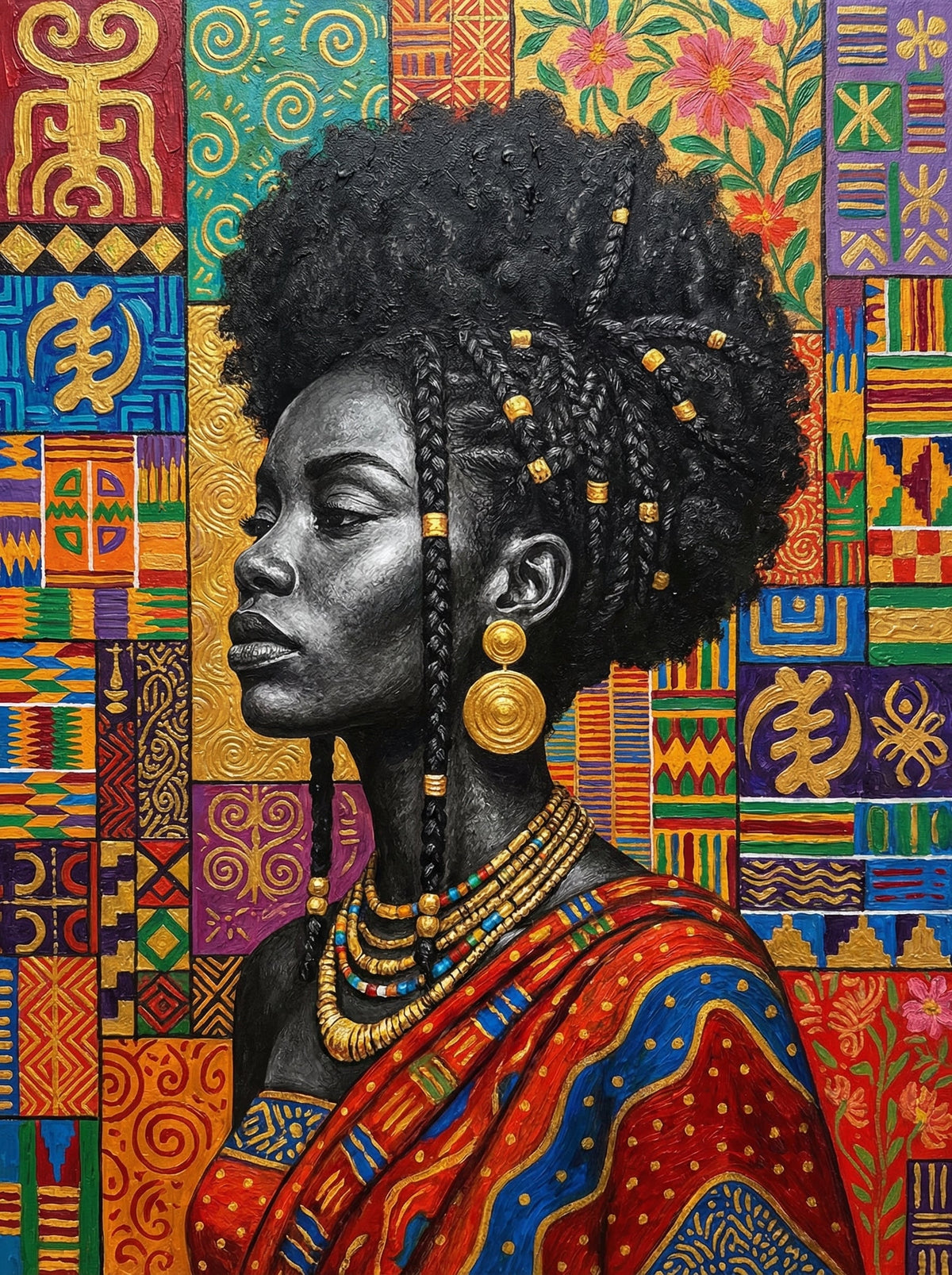 African Woman In Golden Patterns (120 Colours)