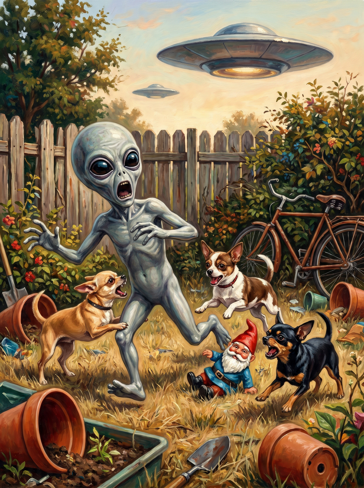 Alien Chased By Chihuahuas (80 Colours)