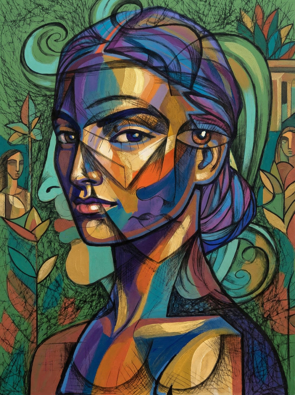 Botanical Woman Face (80 Colours)