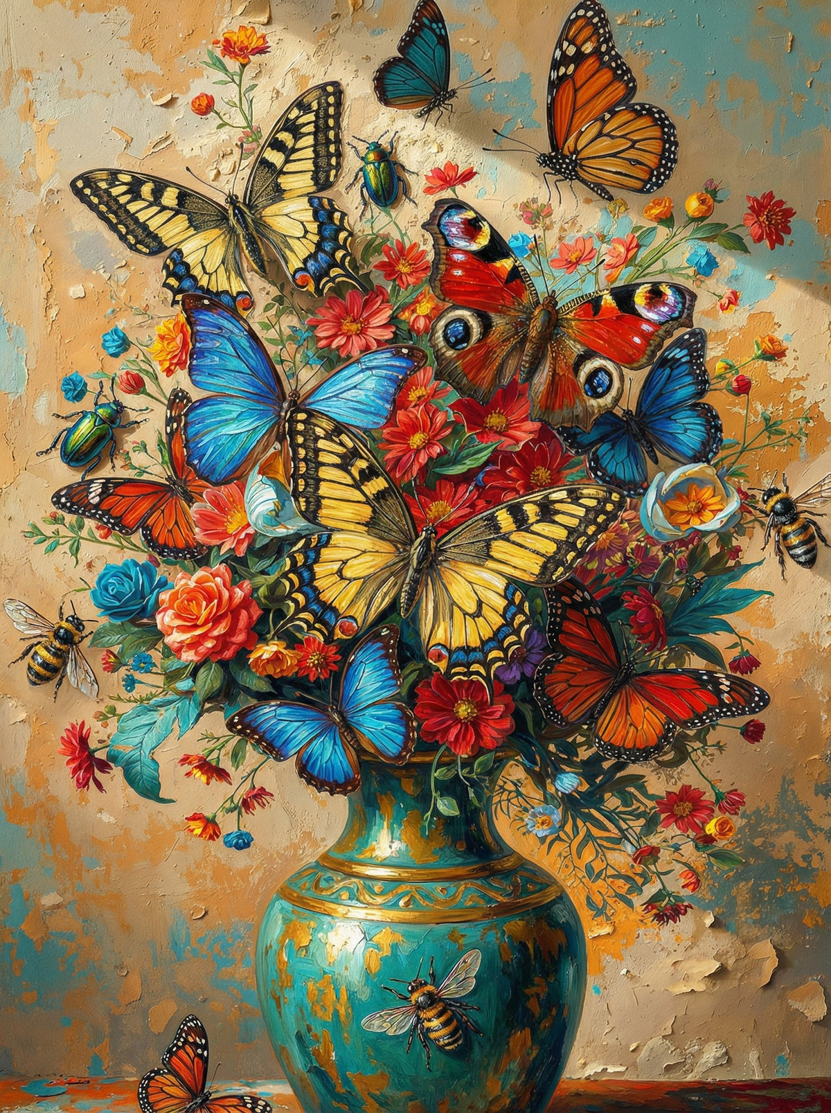 Butterfly Bouquet Gold Vase (80 Colours)