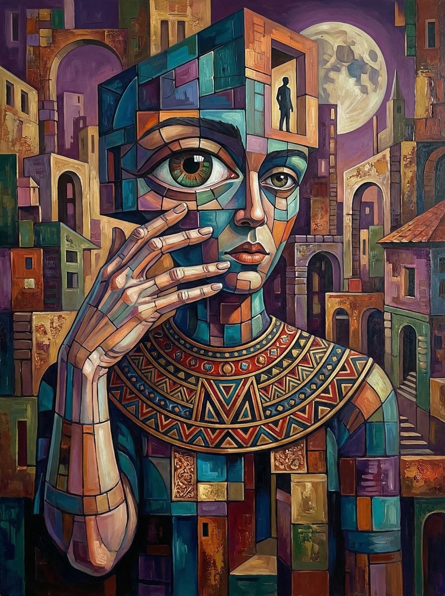 Cubist Portrait Thinking (120 Colours)