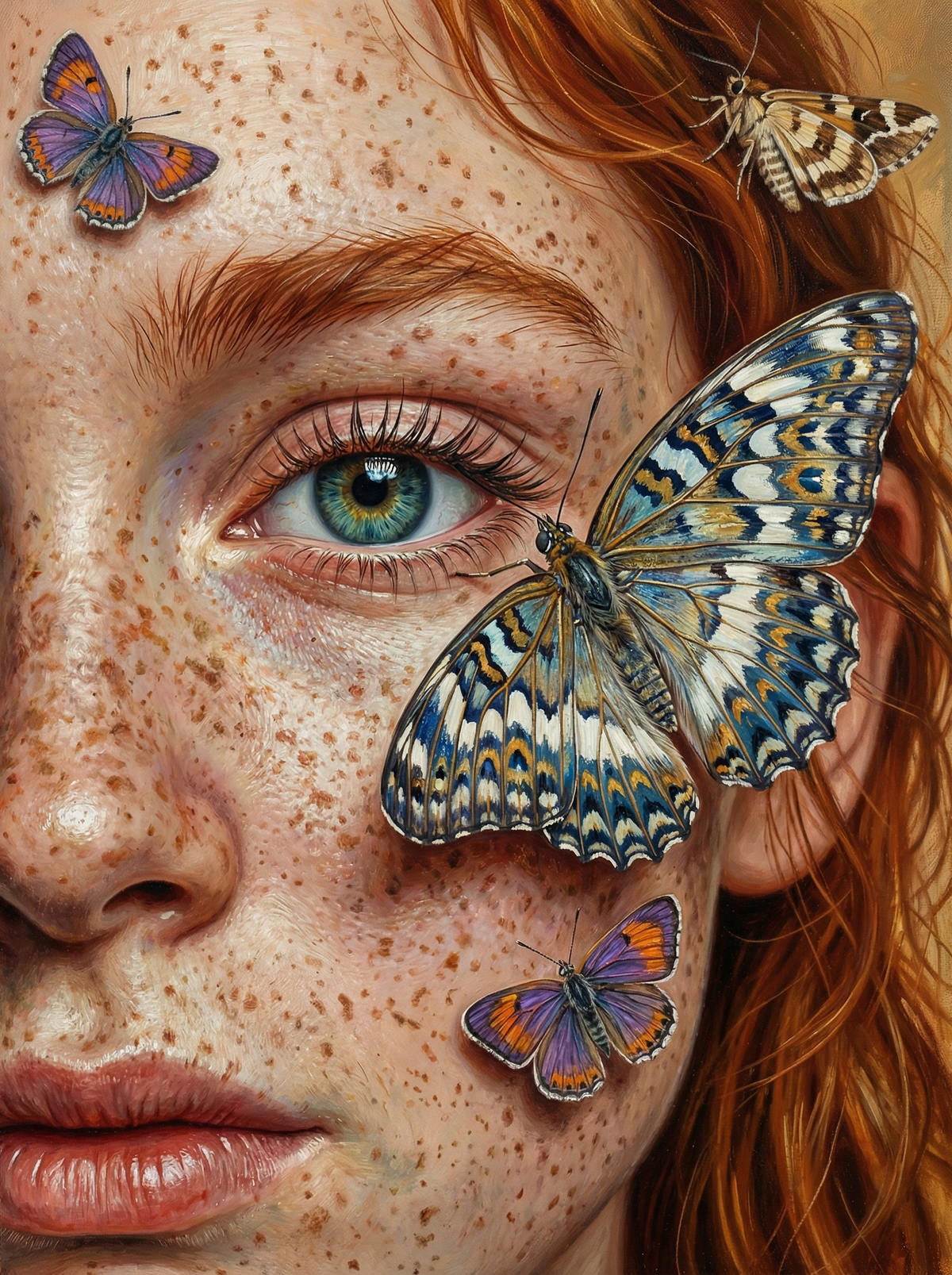 Freckled Girl With Butterflies (120 Colours)