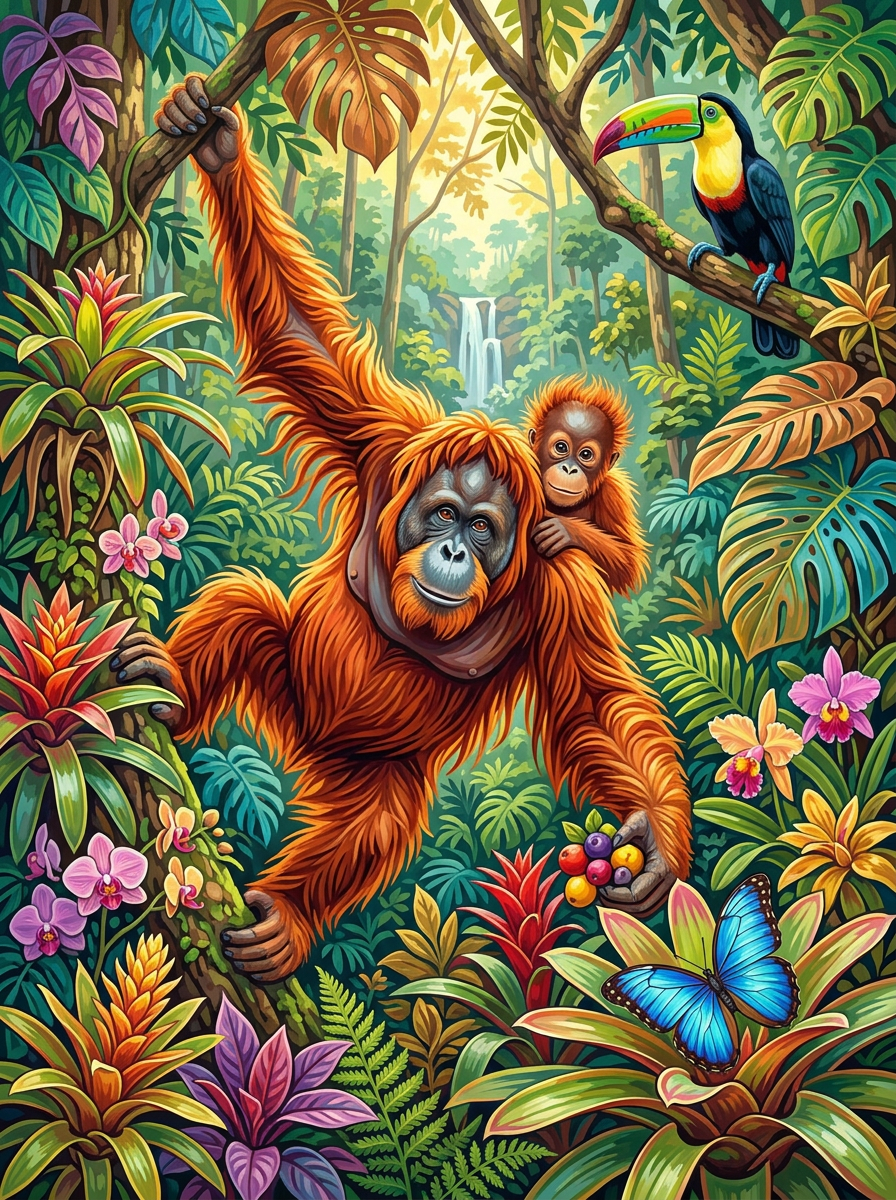 Playful Jungle Orangutan (80 Colours)
