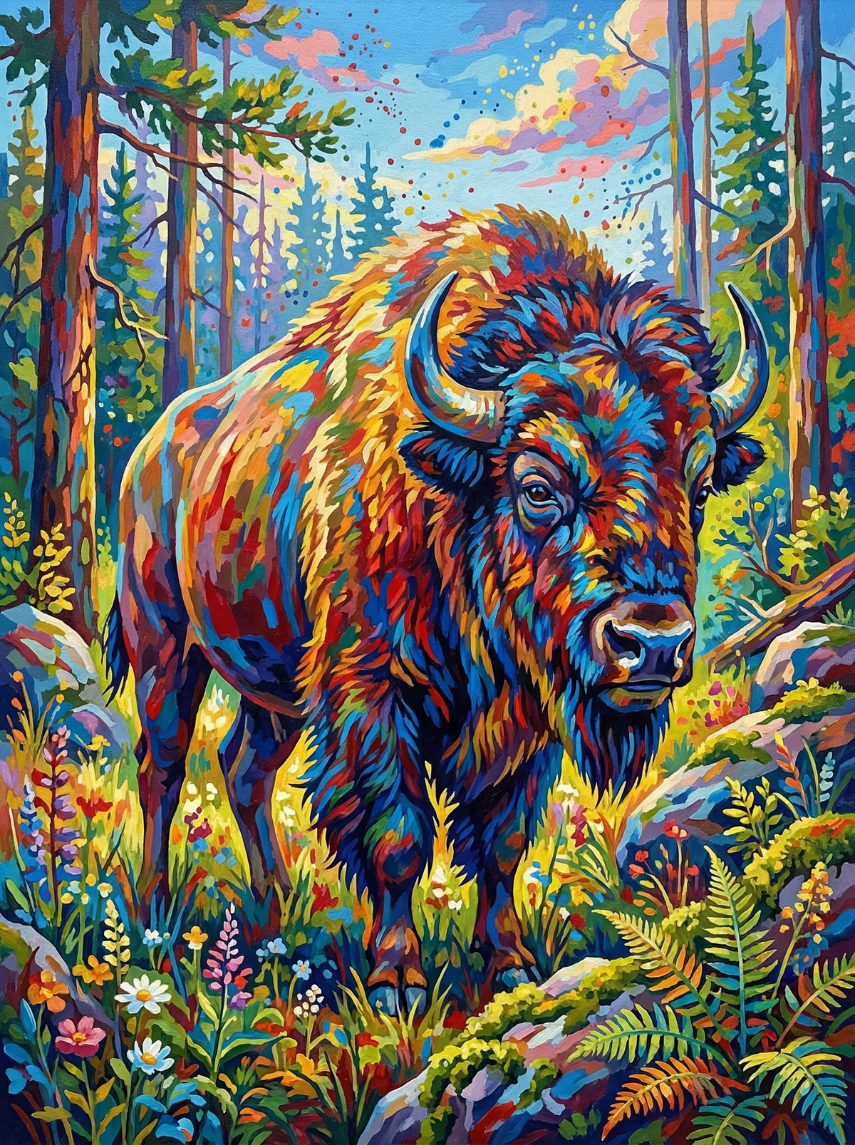 Rainbow Forest Bison (80 Colours)
