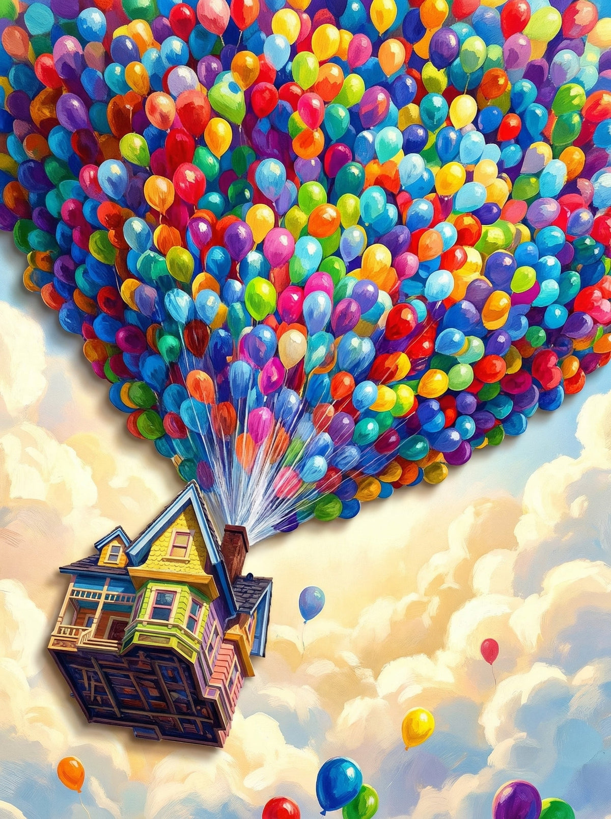 House Lifted By Colorful Balloons (80 Colours)