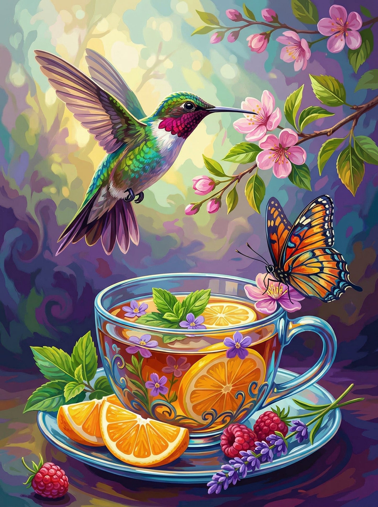 Hummingbirds And Hibiscus (80 Colours)