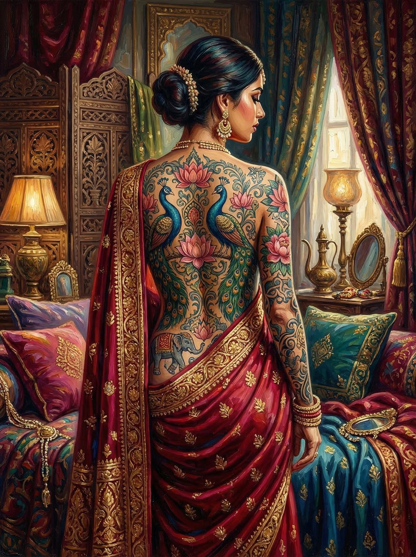 Indian Peacock Tattoo Boudoir (120 Colours)