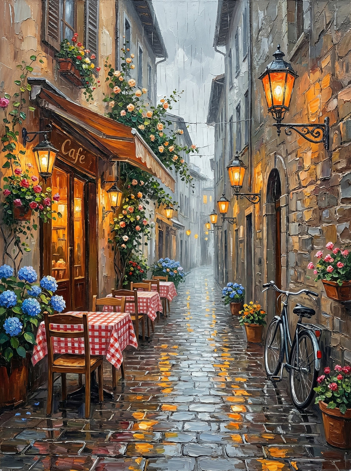 Italian Cafe Alley Evening (80 Colours)