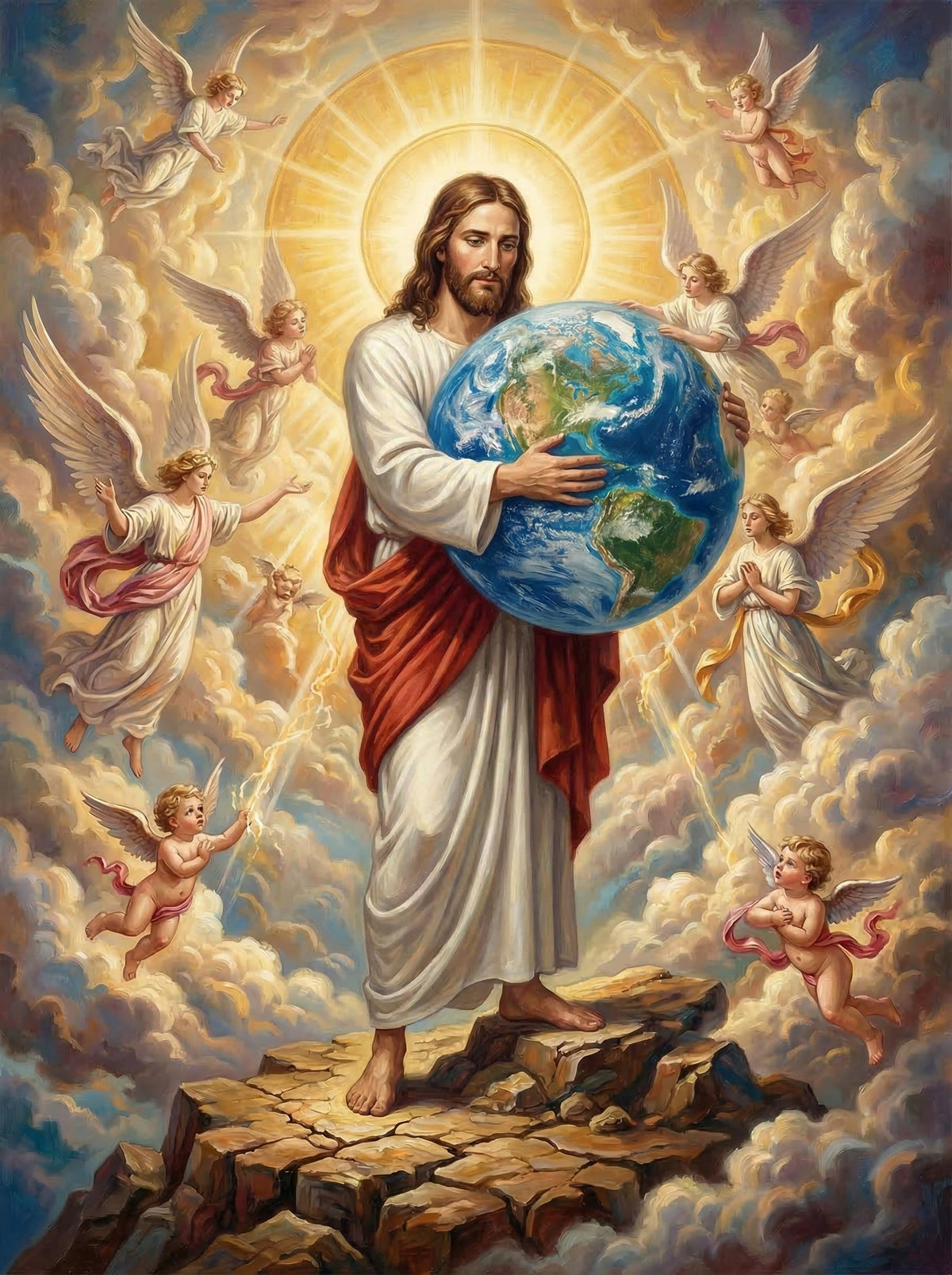 Jesus With Earth And Angels (80 Colours)