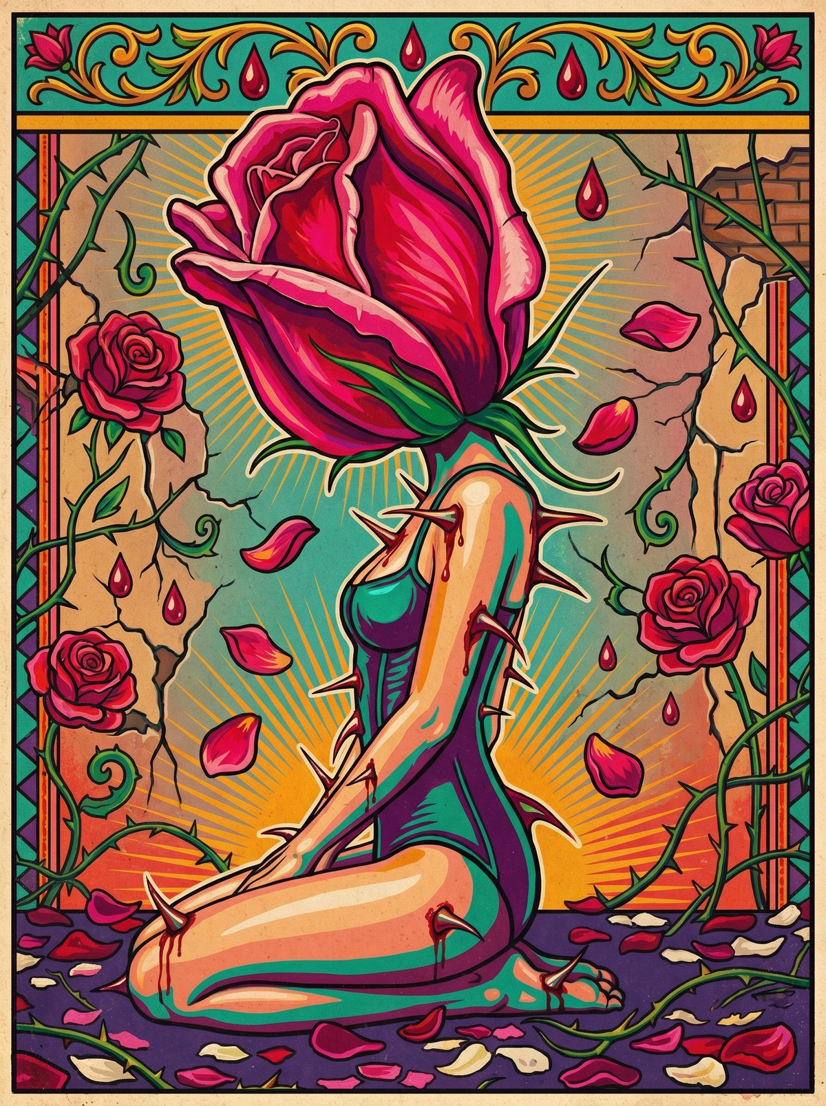 Kneeling Rose Figure (80 Colours)