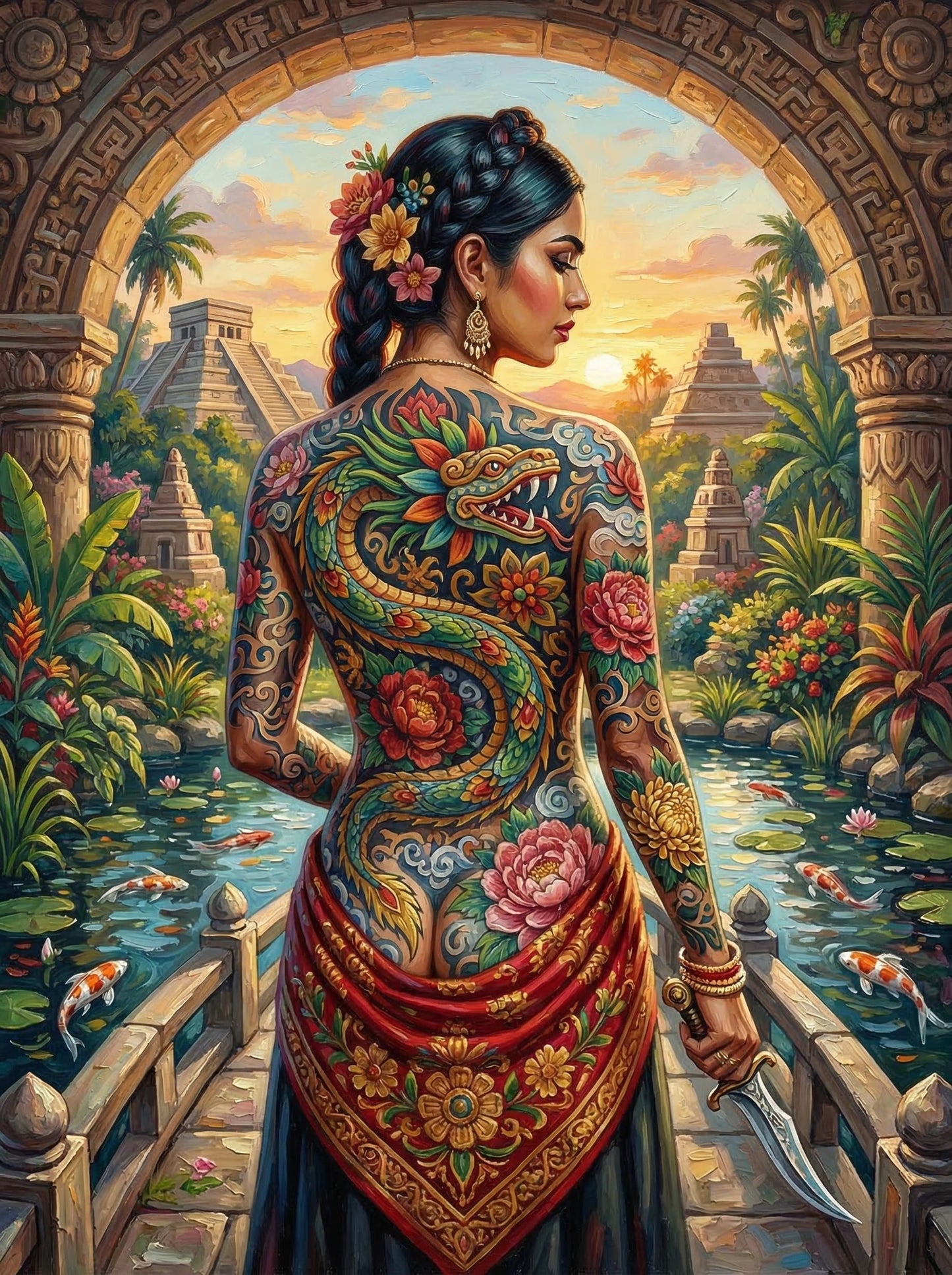 Mayan Serpent Tattoo Woman (120 Colours)