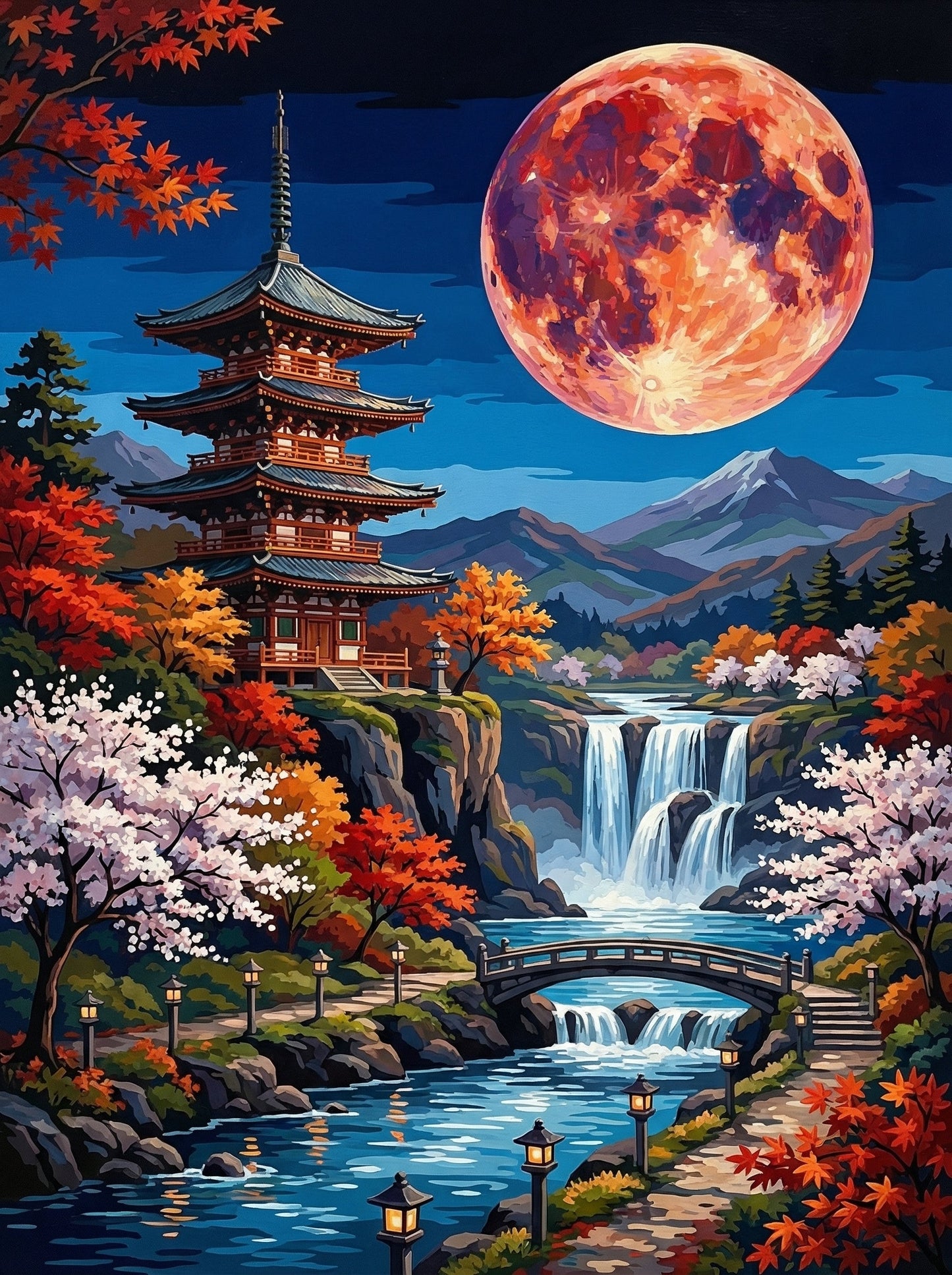 Moonlit Pagoda Temple (120 Colours)