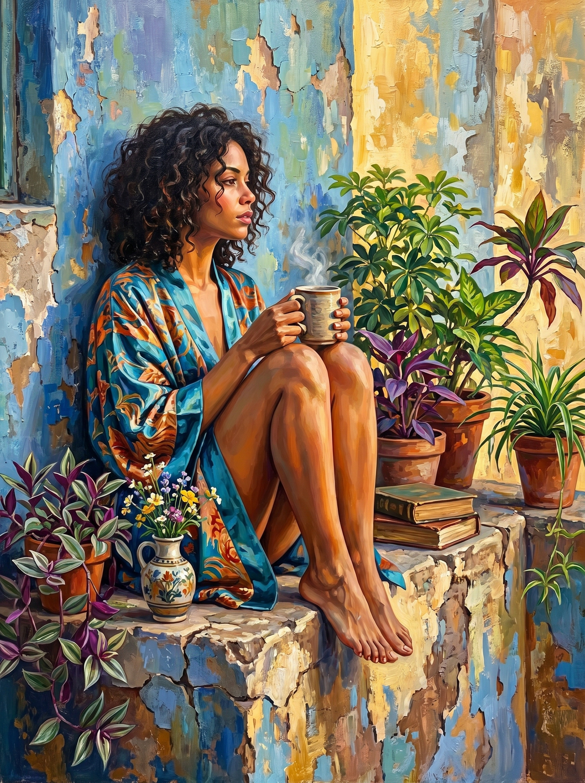 Morning Coffee Rustic Balcony (120 Colours)
