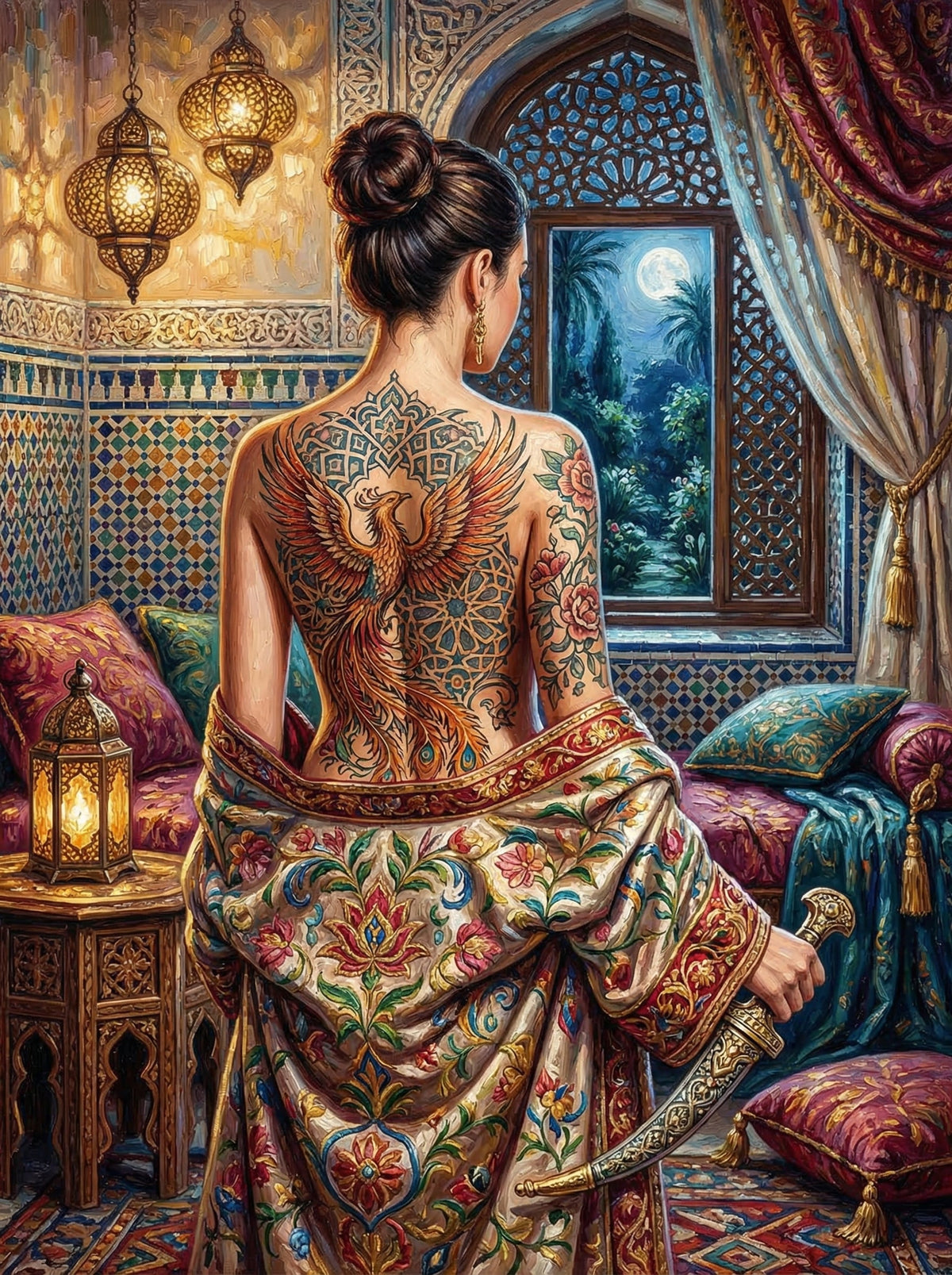 Moroccan Phoenix Tattoo Woman (80 Colours)