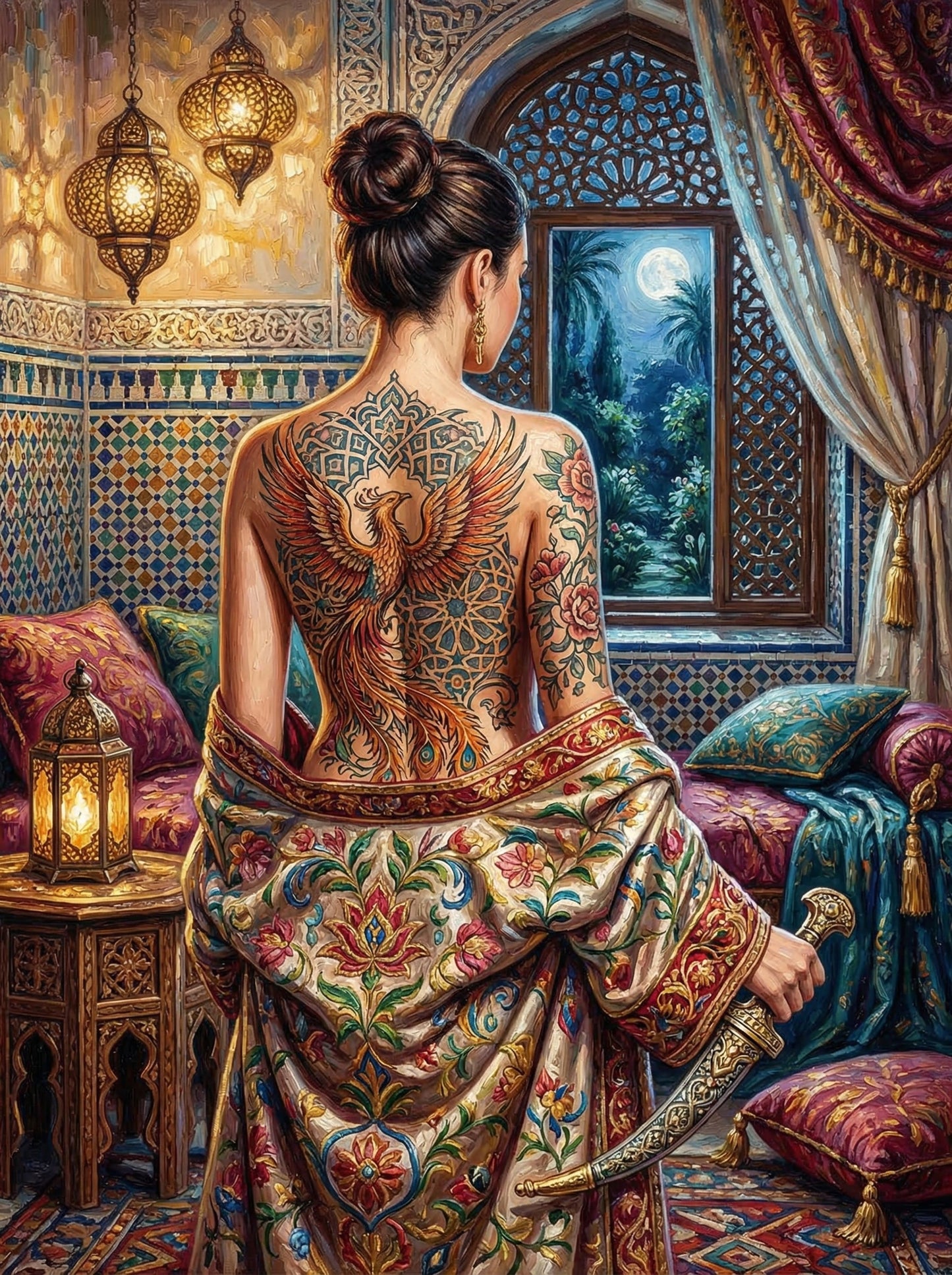 Moroccan Phoenix Tattoo Woman (120 Colours)
