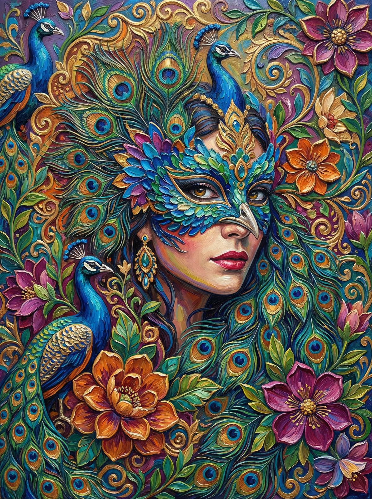 Peacock Mask Woman (120 Colours)