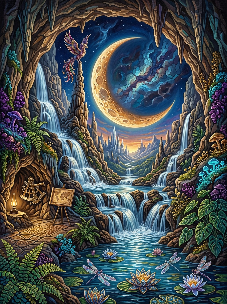 Phoenix Cave Waterfall Moonlight (120 Colours)