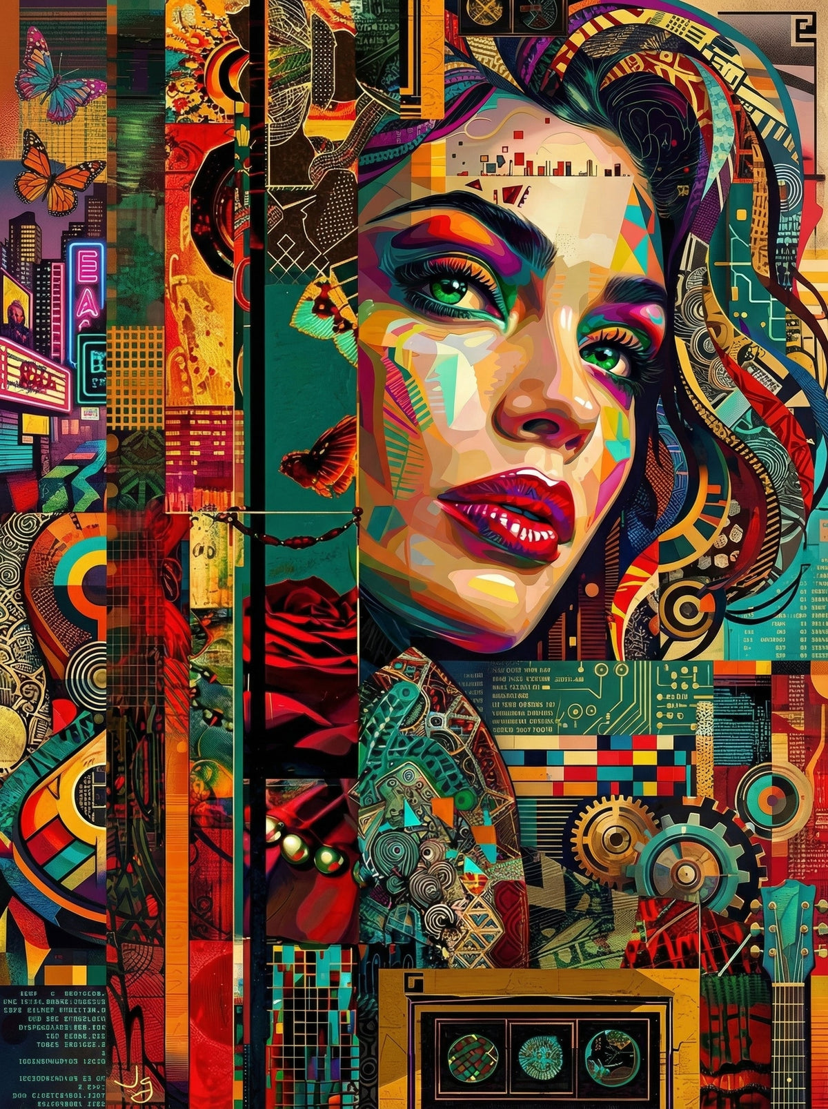Pop Art Woman Geometric City (80 Colours)