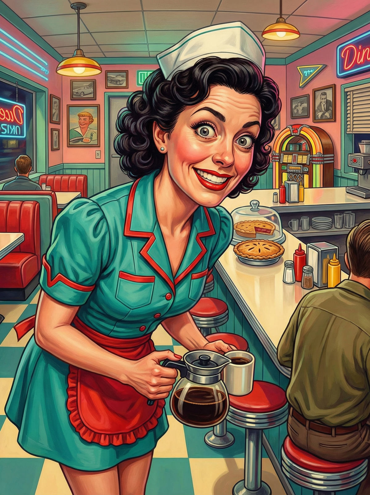 Retro Diner Cafe Scene (80 Colours)