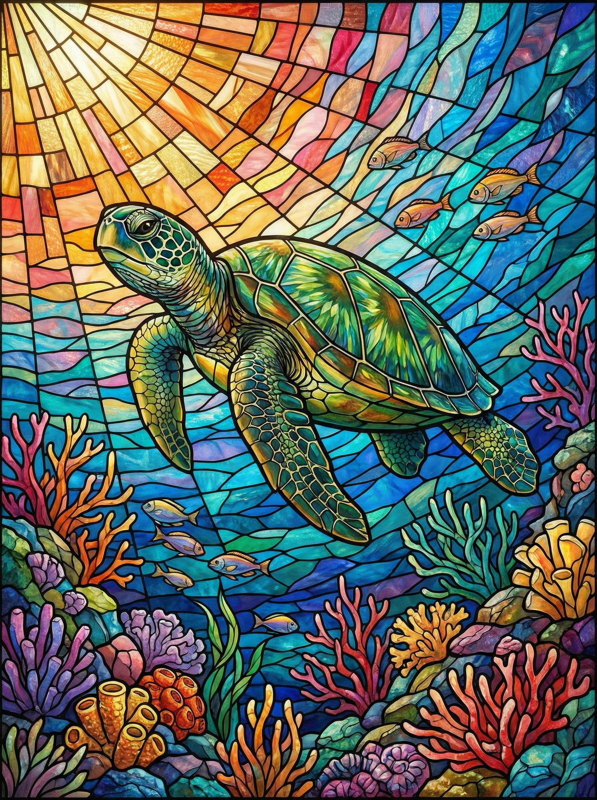 Stained Glass Coral Turtle (80 Colours)