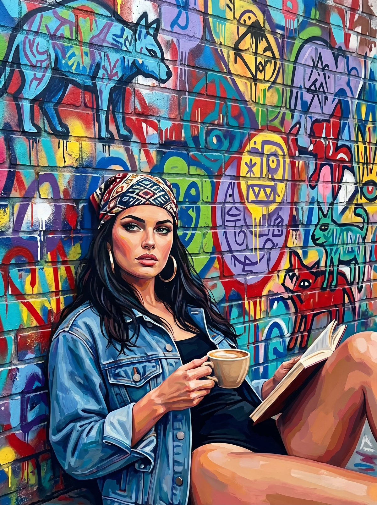 Street Art Coffee Girl (120 Colours)