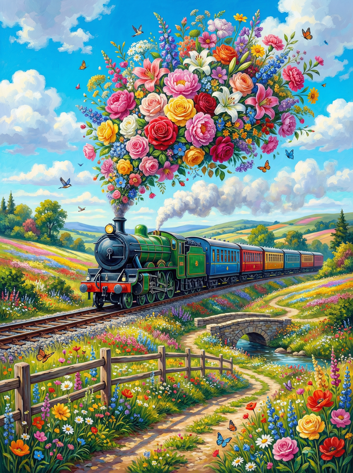 Train Flower Sky Journey (120 Colours)