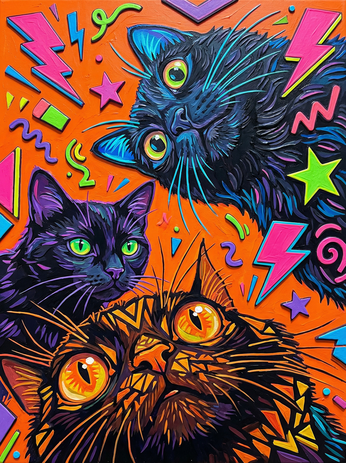 Vibrant Cat Trio (80 Colours)