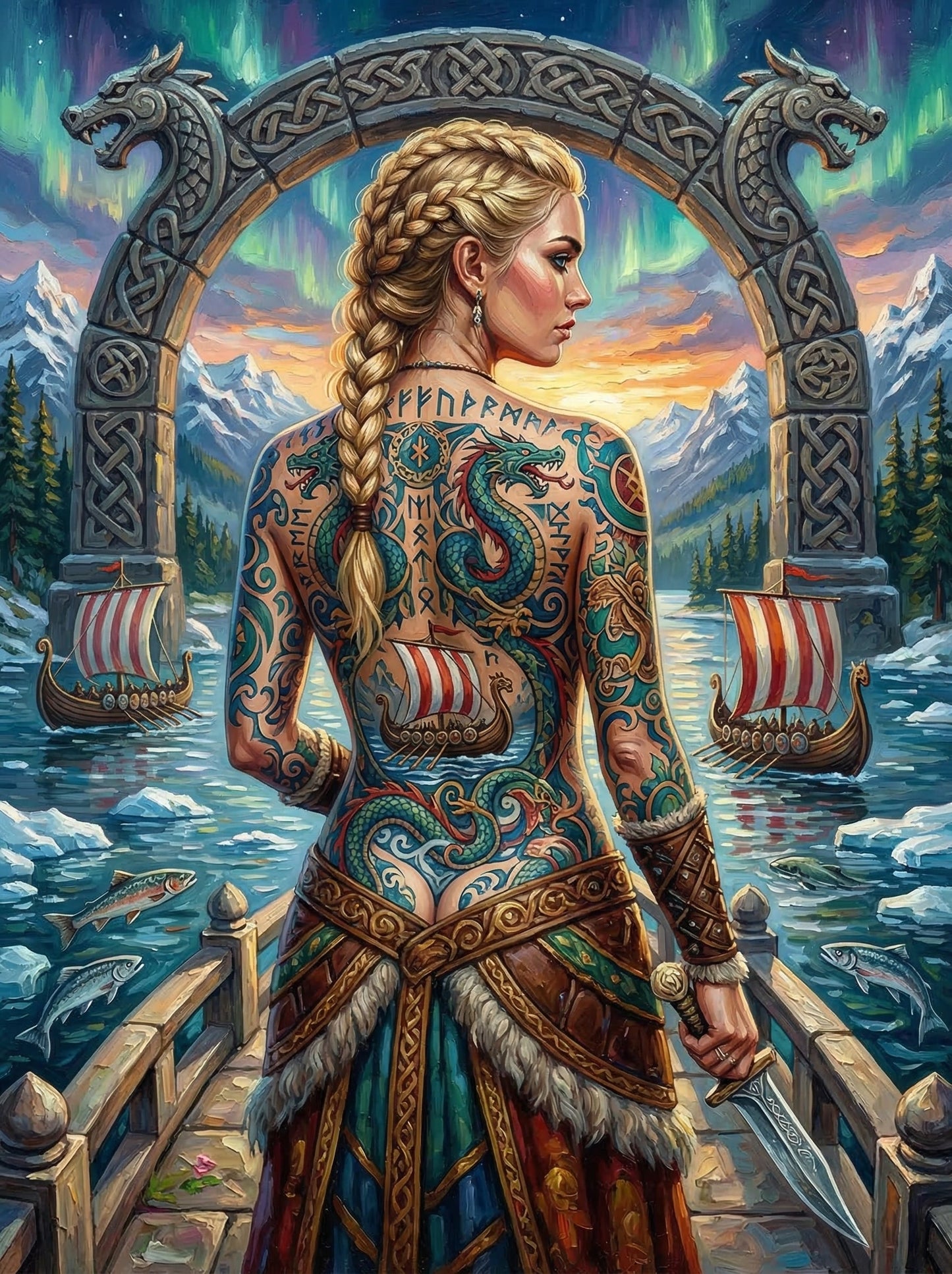Viking Dragon Tattoo Woman (120 Colours)
