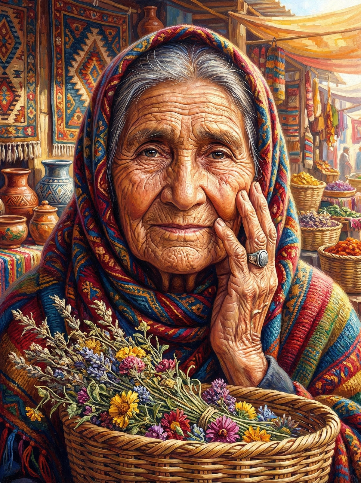 Village Woman Basket (80 Colours)