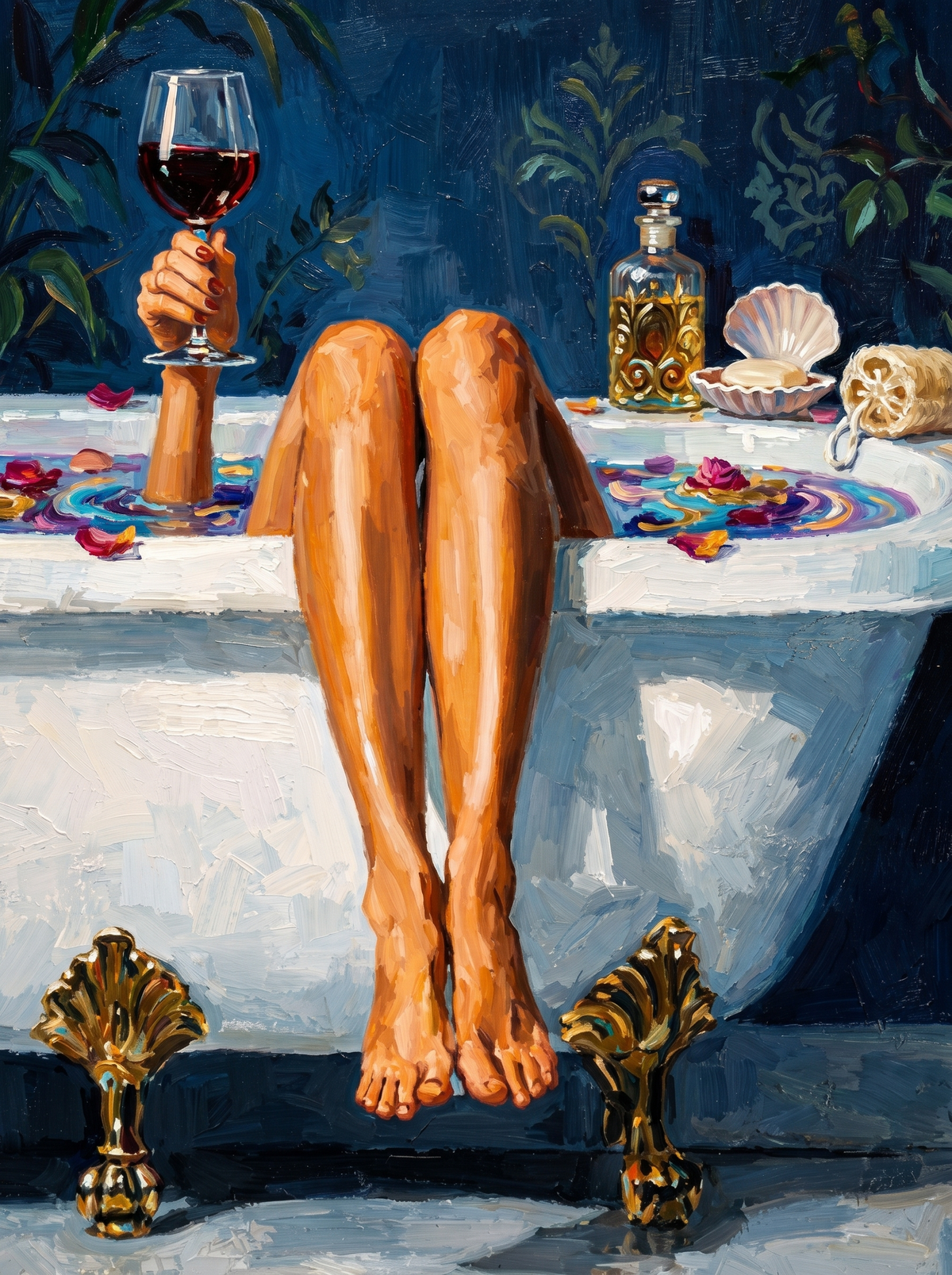 Wine And Rose Petals Bath (80 Colours)