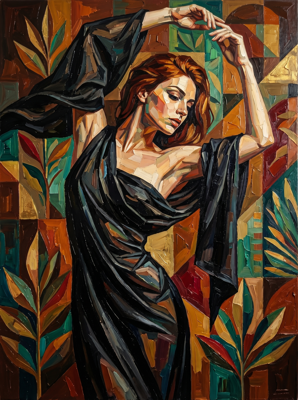 Woman With Flowing Scarf (80 Colours)