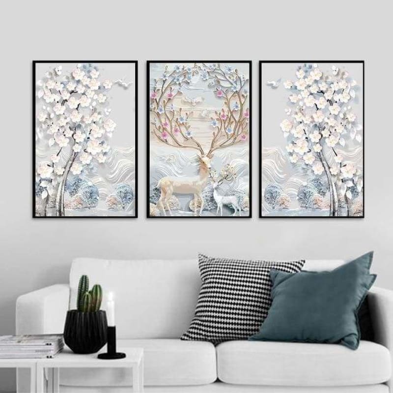 Order 3PCS Multi Panel Deer Diy Paint By Numbers Kits VM94325