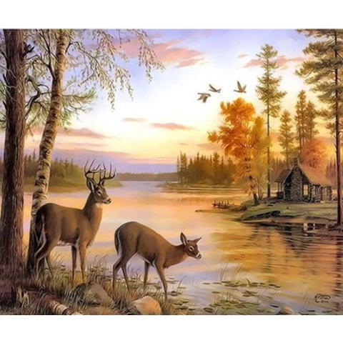Animal Deer Diy Paint By Numbers Kits ZXQ3557 - NEEDLEWORK KITS