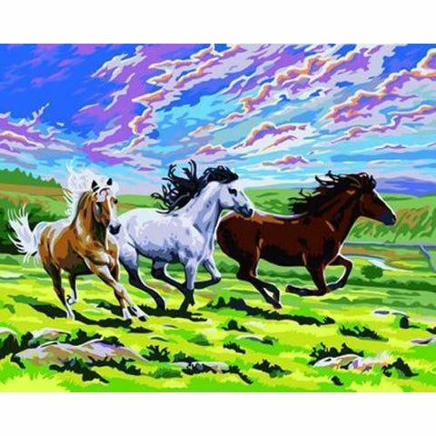Animal Horse Diy Paint By Numbers Kits ZXB170 - NEEDLEWORK KITS
