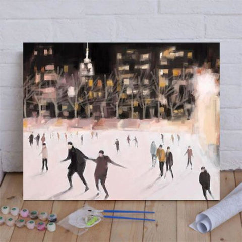 Bryant Park Ice Skaters New York at Night Paint By Numbers 