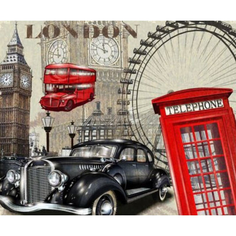 Cars London Tower Diy Paint By Numbers Kits ZXQ2928 - NEEDLEWORK KITS