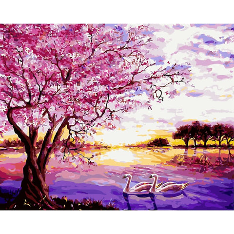Cherry Blossoms Diy Paint By Numbers Kits WM-253 - NEEDLEWORK KITS