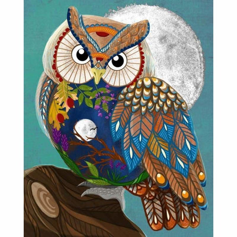 Color Animal Owl Diy Paint By Numbers Kits PBN91501 - NEEDLEWORK KITS