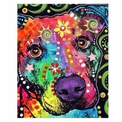 Colorful Dog Diy Paint By Numbers Kits VM97832 - NEEDLEWORK KITS