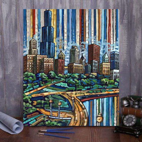 Downtown Chicago Lakeshore Drive Paint By Numbers Kit