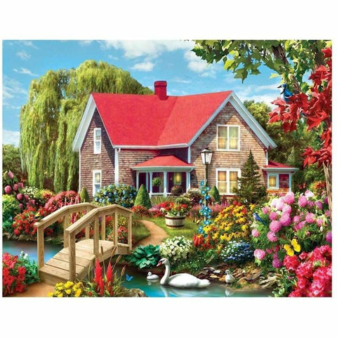Landscape Cottage Diy Paint By Numbers Kits VM90787 - NEEDLEWORK KITS