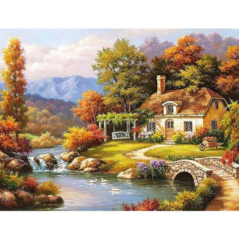 Landscape Cottage Diy Paint By Numbers Kits VM91491 - NEEDLEWORK KITS