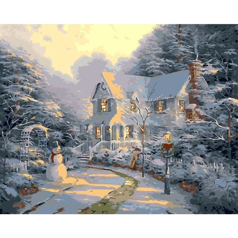 Landscape Cottage Diy Paint By Numbers Kits WM-1052 ZXQ1991 - NEEDLEWORK KITS