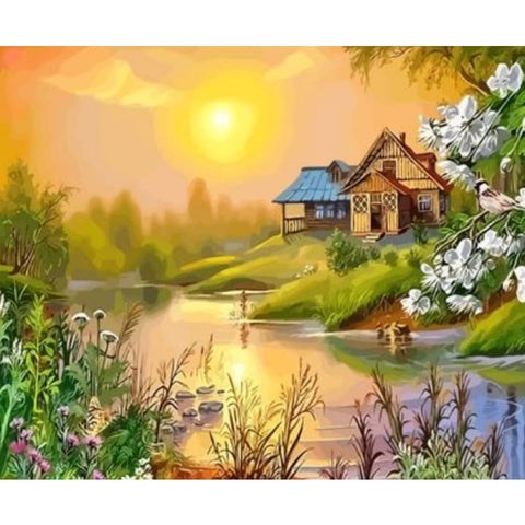 Landscape Cottage Diy Paint By Numbers Kits ZXMS8479 - NEEDLEWORK KITS
