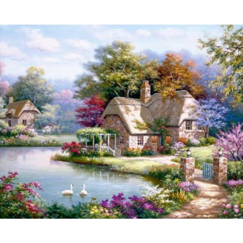 Landscape Cottage Diy Paint By Numbers Kits ZXQ2943-23 - NEEDLEWORK KITS