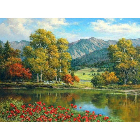Landscape Forest Lake Diy Paint By Numbers Kits VM50008 - NEEDLEWORK KITS