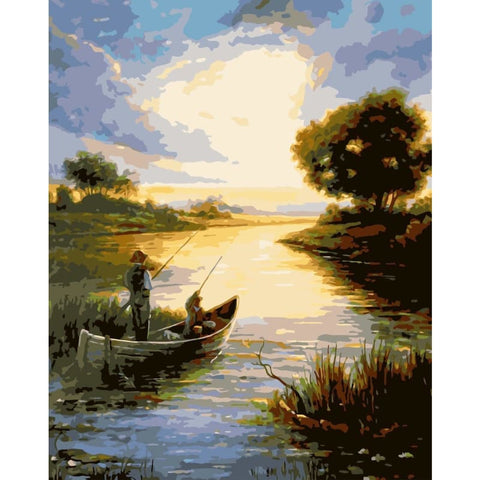 Landscape Lake Diy Paint By Numbers Kits WM-624 - NEEDLEWORK KITS