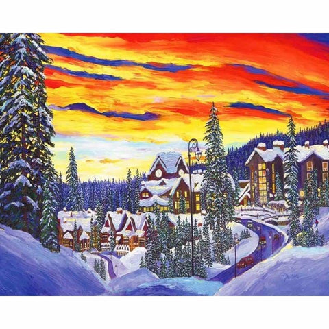 Landscape Snow Village Diy Paint By Numbers Kits PBN91465 - NEEDLEWORK KITS