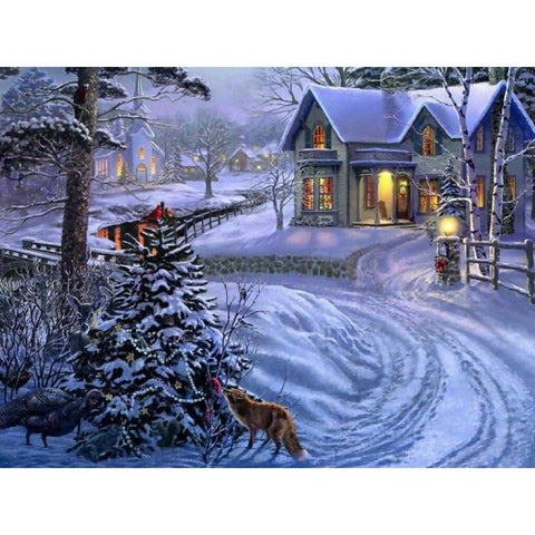 Landscape Snow Village Diy Paint By Numbers Kits PBN91466 - NEEDLEWORK KITS